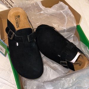 NWT BLACK SUEDE CLOGS